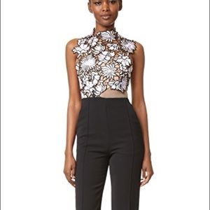 Self-Portrait Black and White Floral Lace Maxi Top Dress
